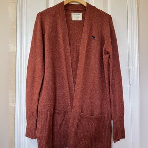 Abercrombie & Fitch | Red Cozy Knit Open Cardigan with Pockets Size L